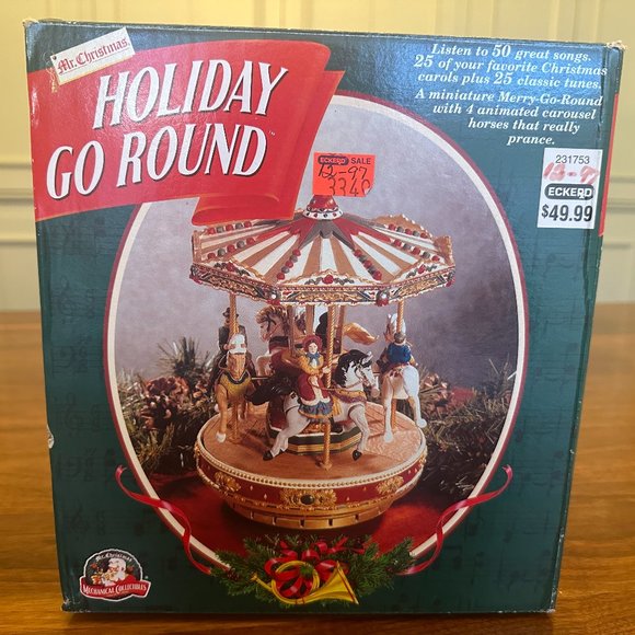 VTG 1996 Mr. Christmas Holiday Go Round Musical Carousel 50 Songs! PRISTINE! IOB - Picture 12 of 13
